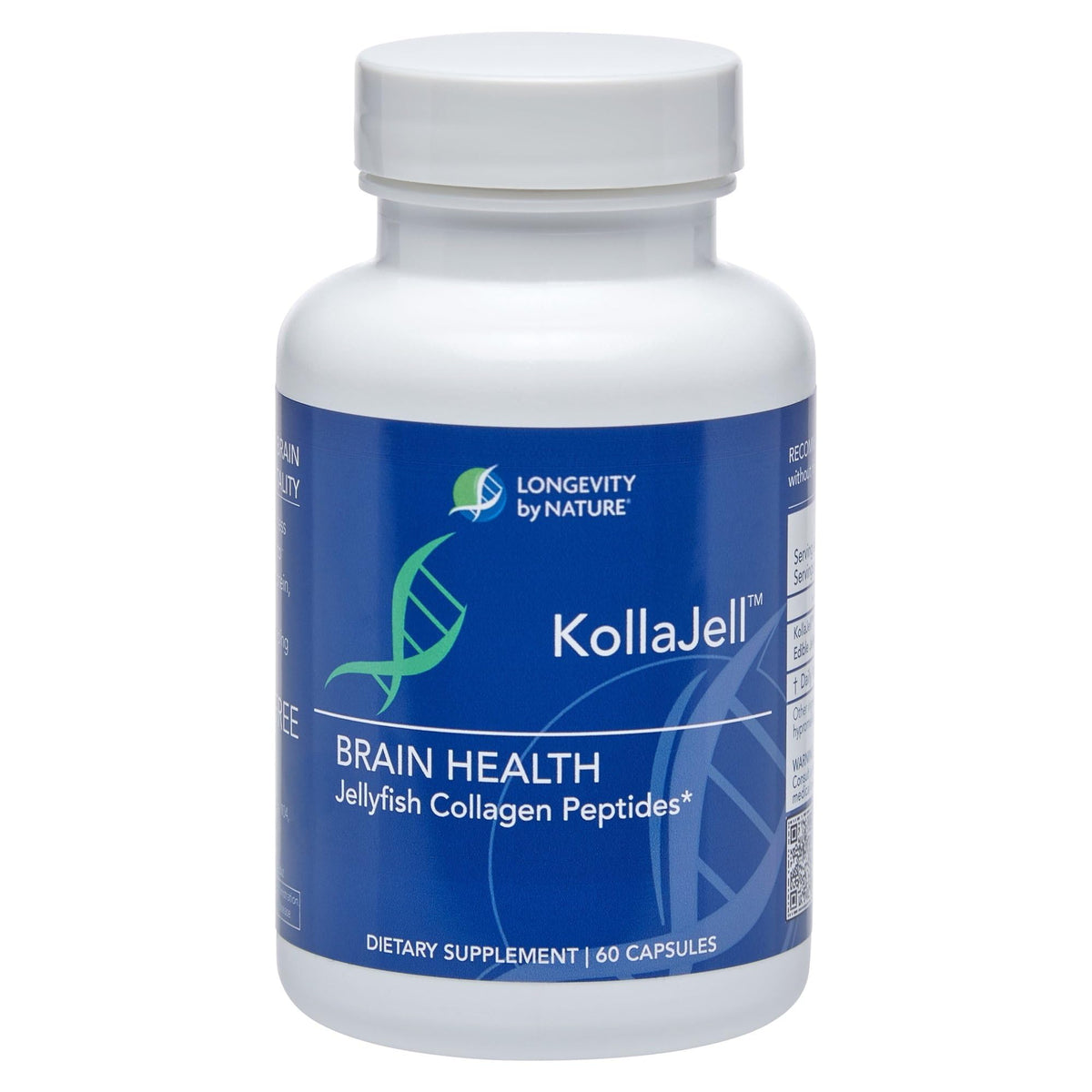 Longevity by Nature KollaJell bottle-front supports daily cognitive focus.