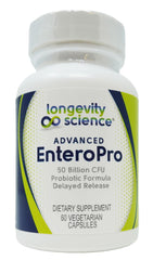 Longevity EnteroPro bottle on kitchen counter for daily probiotic routine