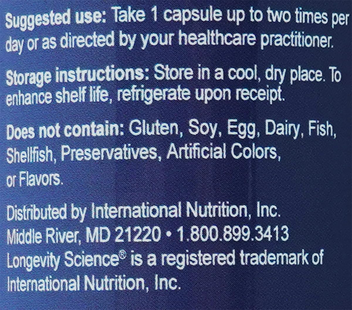 Longevity EnteroPro nutrition facts panel showing 50 Billion CFU per serving