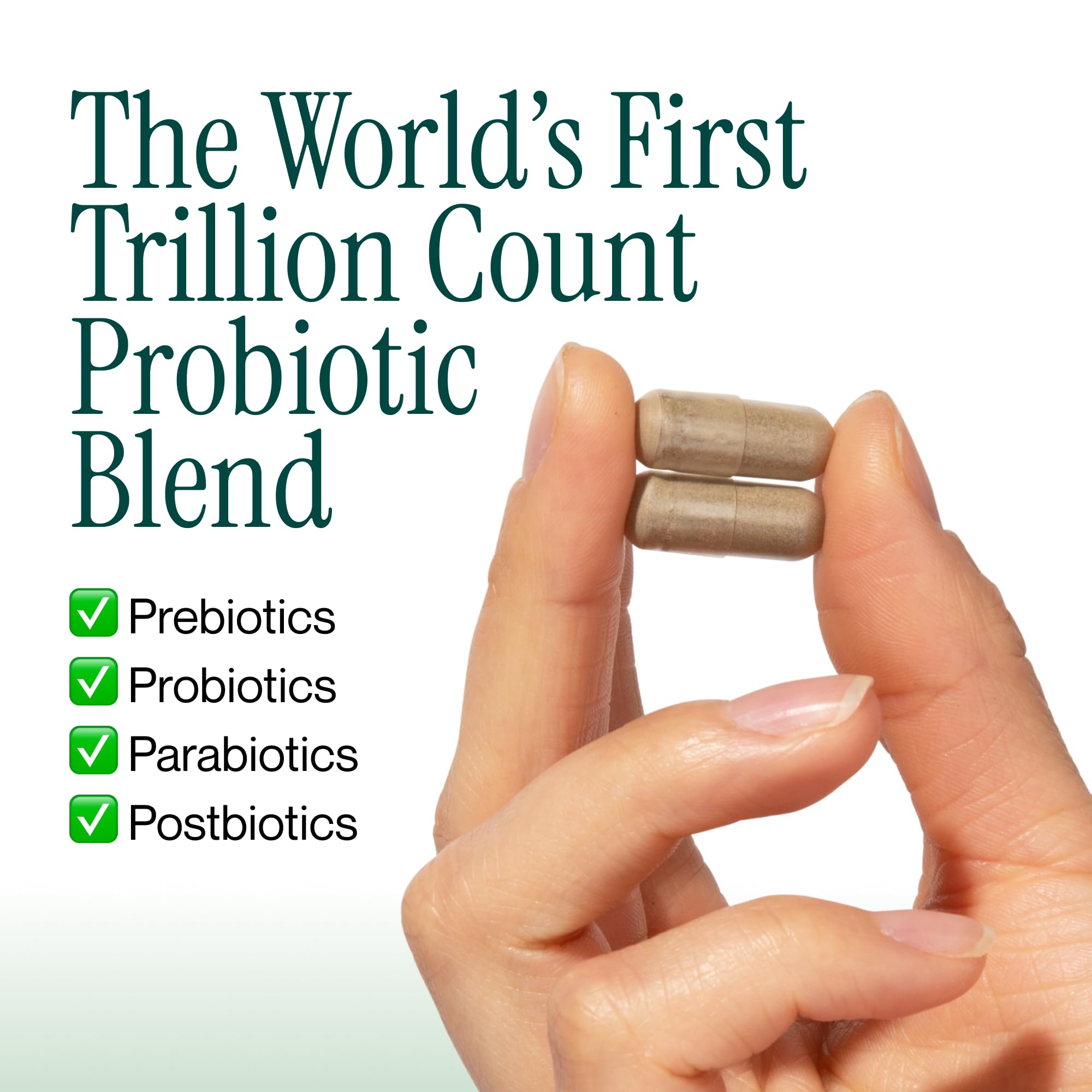 Longevity RX Probiotic Trillion capsules arranged for a simple daily digestive routine