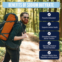 LongJuvity Sodium Butyrate label info focusing on quality and lab testing