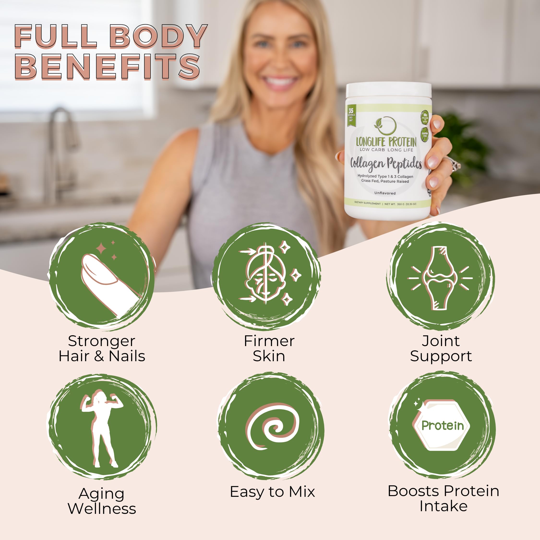 Longlife Protein Collagen Peptides smoothie blend adds a convenient protein-boost.
