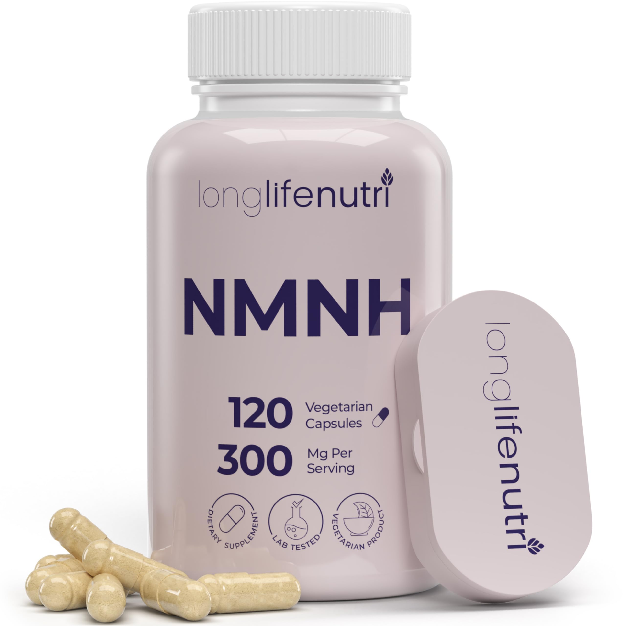 LongLifeNutri NMNH bottle front highlighting energy support and quality