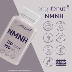 Two month supply of LongLifeNutri NMNH bottles on a kitchen counter