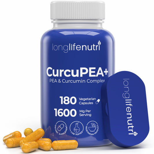LongLifeNutri CurcuPEA bottle front for daily vitality