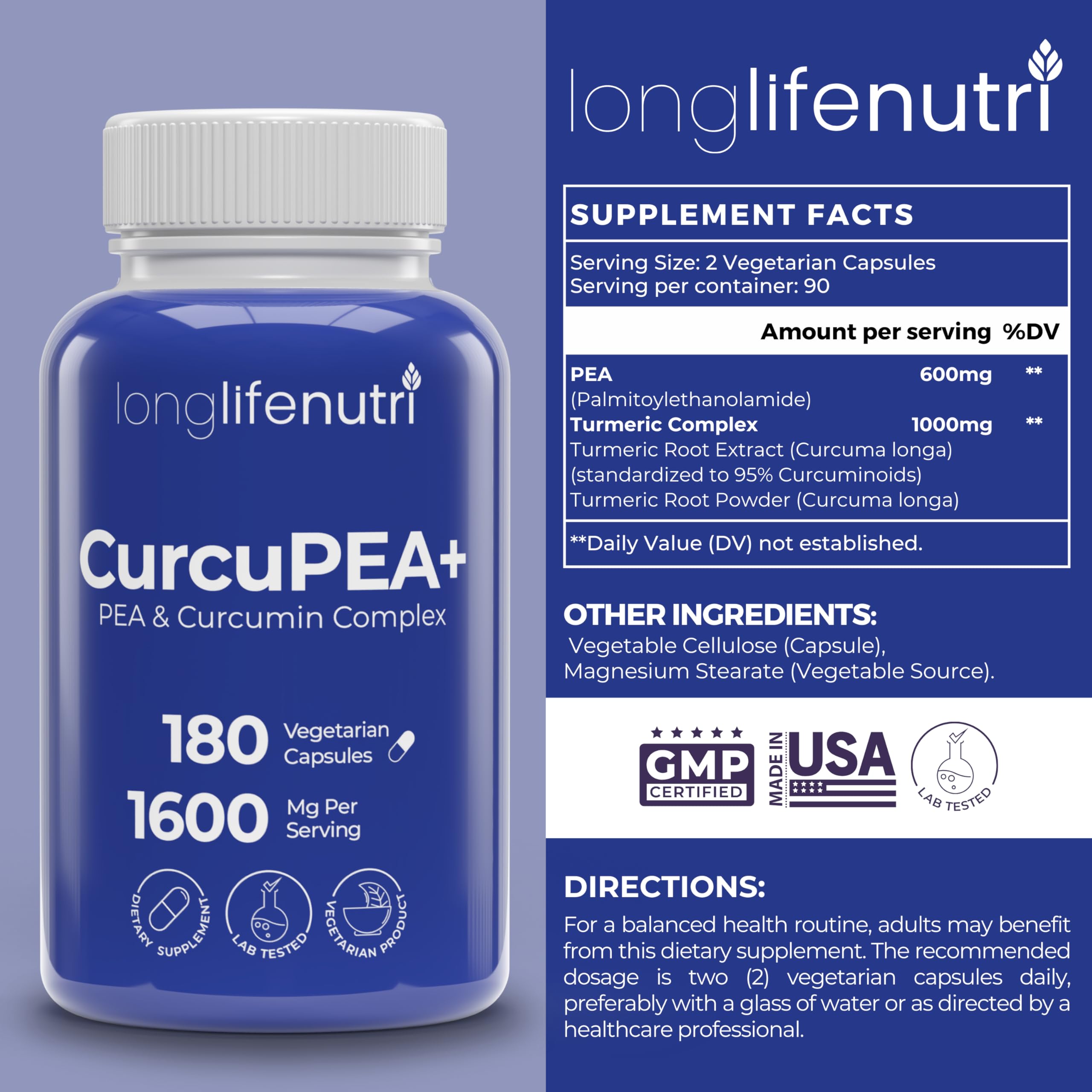 LongLifeNutri CurcuPEA capsules close-up for daily mobility support