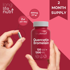 USA-made GMP-certified emblem on LongLifeNutri Quercetin Bromelain package
