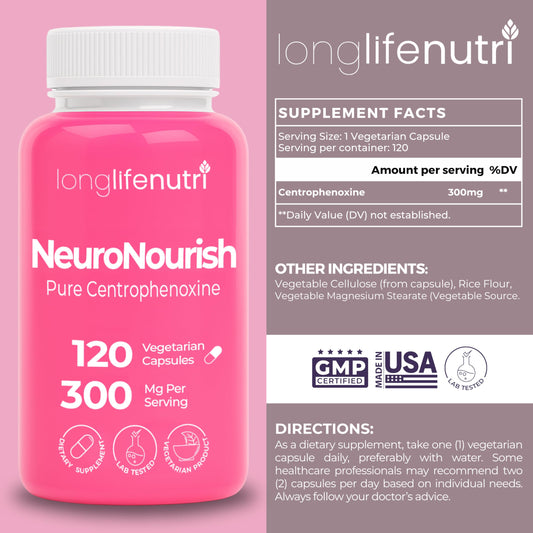 LongLifeNutri NeuroNourish capsules pile for easy daily dosing