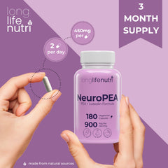 Front view of LongLifeNutri NeuroPEA bottle for clear branding