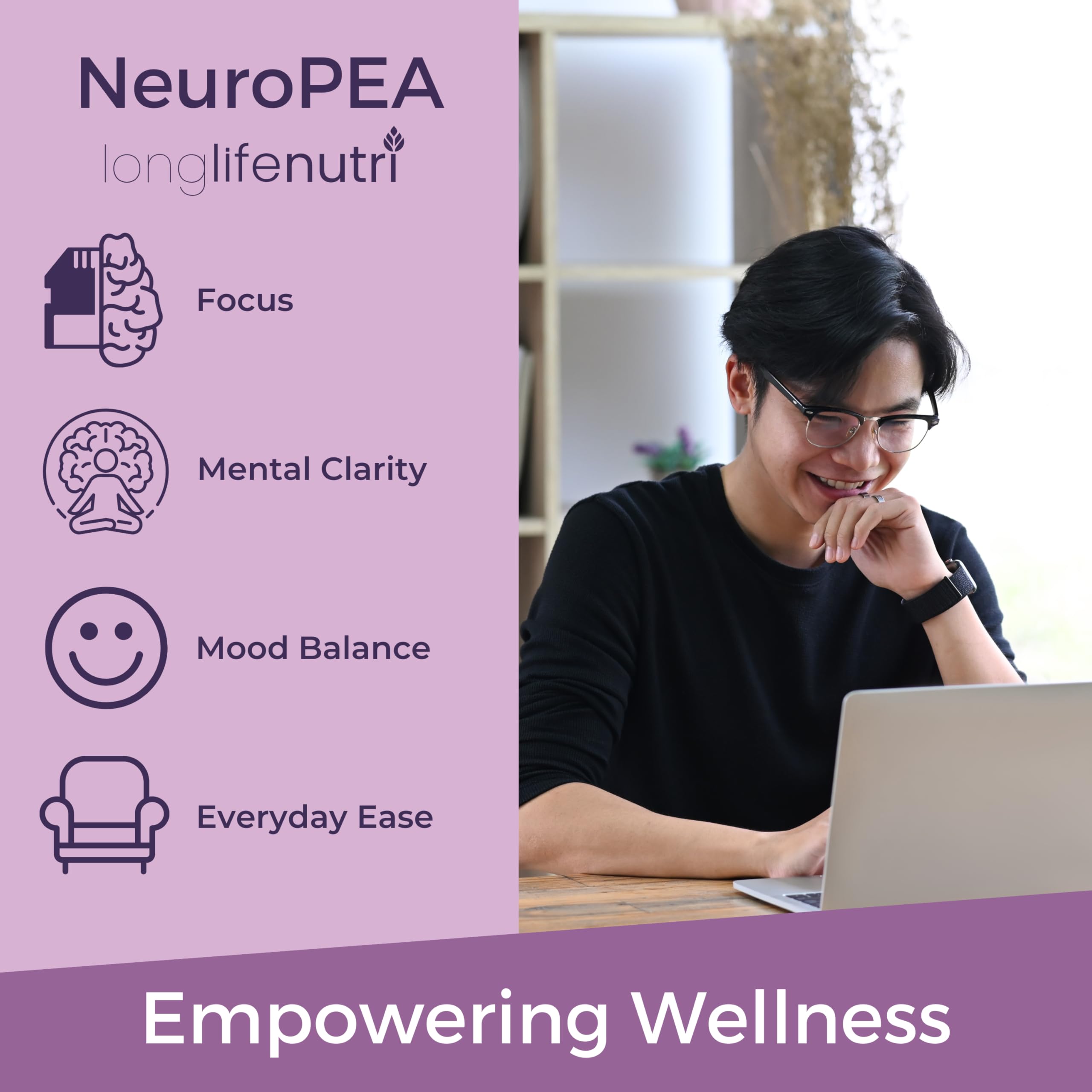 Pouring LongLifeNutri NeuroPEA capsules into a hand for daily dosing