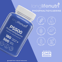 LongLifeNutri PS 180-capsule bottle signaling a three-month supply.