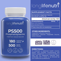 LongLifeNutri PS capsules arranged to show easy daily intake.