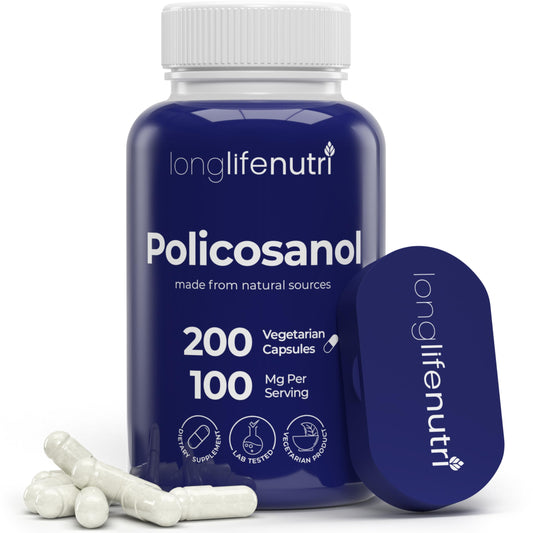 LongLifeNutri Policosanol 100mg bottle front for daily wellness