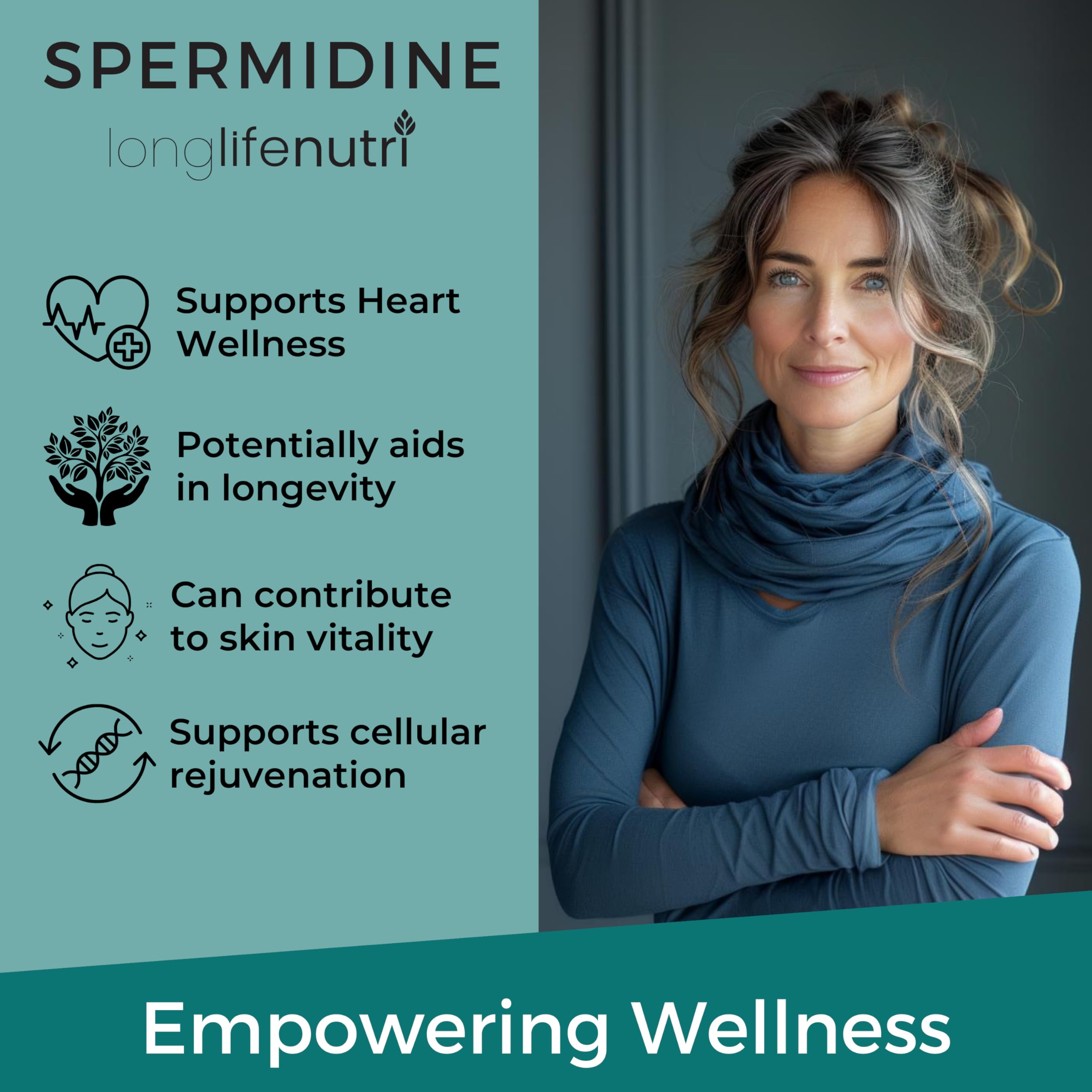 LongLifeNutri Spermidine 20mg label-usda-purity: high quality and third-party testing