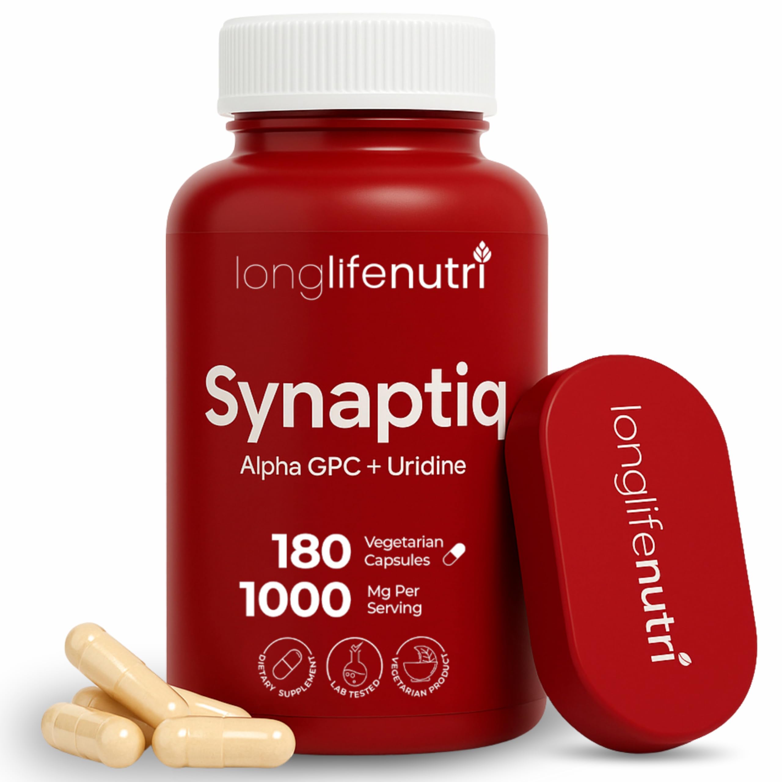 Synaptiq 1000mg bottle front for daily focus support.