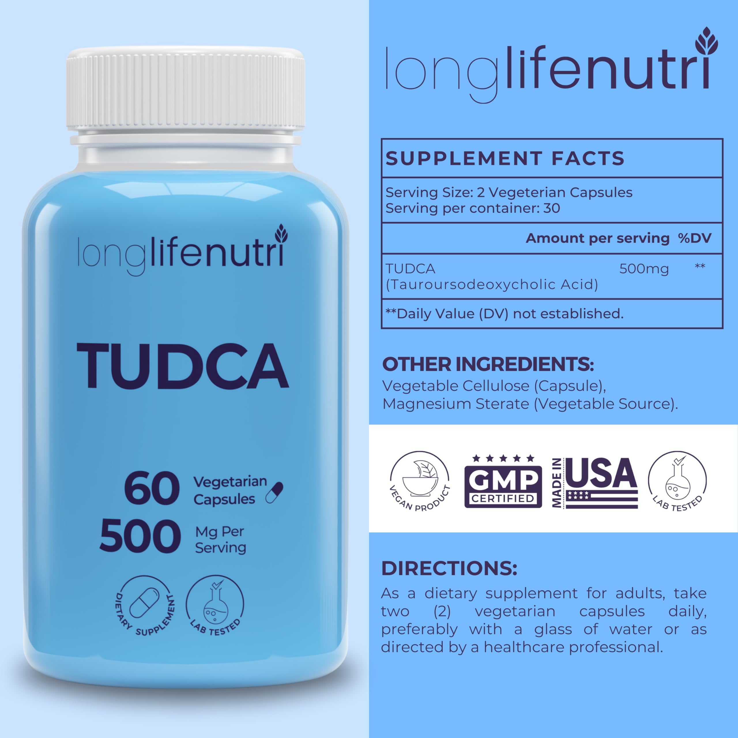 LongLifeNutri TUDCA bottle cap close-up with safety seal