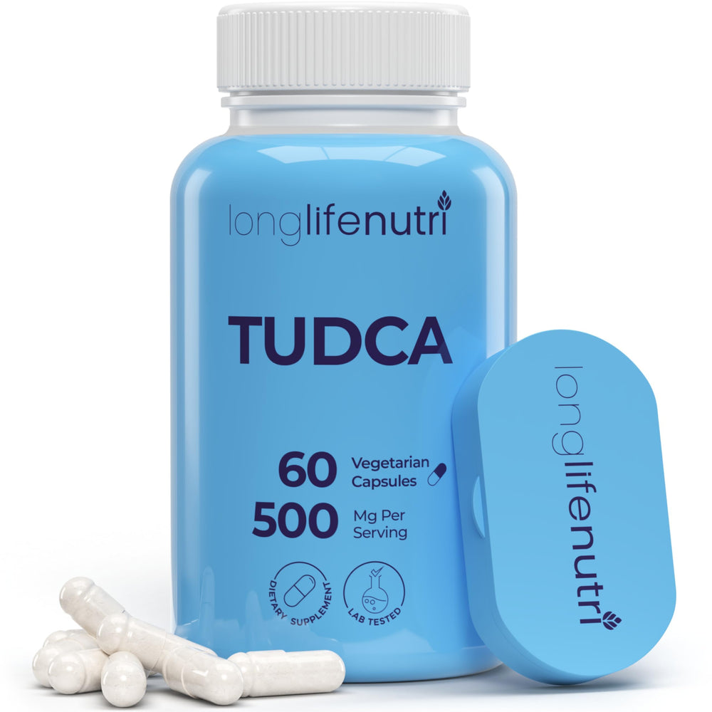 LongLifeNutri TUDCA bottle front view for daily use