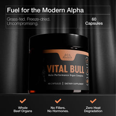 Lonvera Vital Bull capsules close-up showing convenient two-capsule serving.