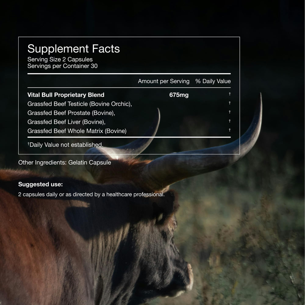 Lonvera Vital Bull nutrition label shows naturally occurring vitamins and minerals.