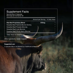 Lonvera Vital Bull nutrition label shows naturally occurring vitamins and minerals.
