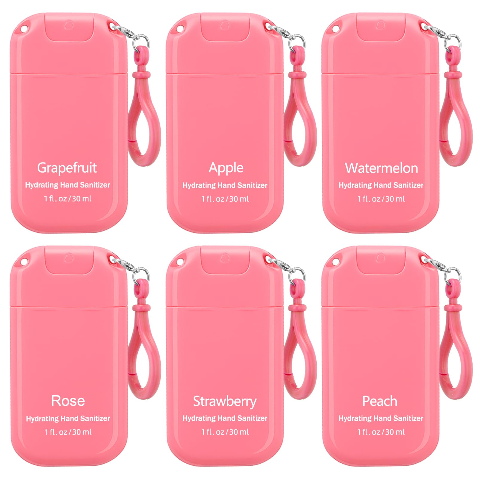 Loopeer 12-pack pink mini sanitizer sprays with keychain for on-the-go cleanliness