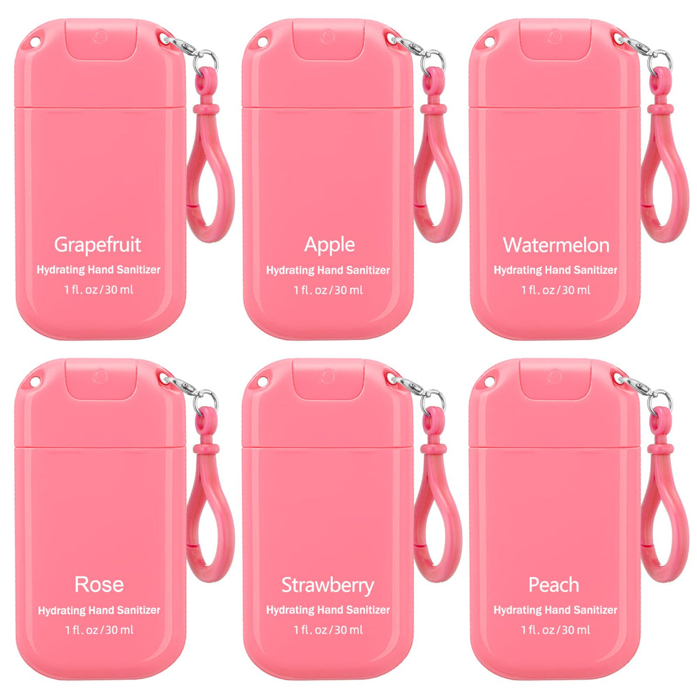 Loopeer 12-pack pink mini sanitizer sprays with keychain for on-the-go cleanliness