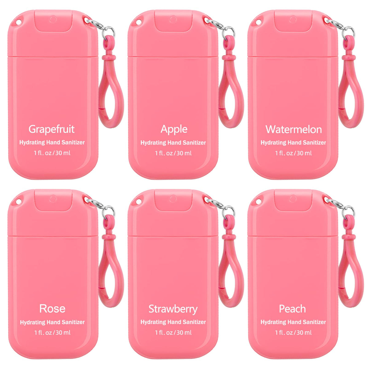 Loopeer 12-pack pink mini sanitizer sprays with keychain for on-the-go cleanliness