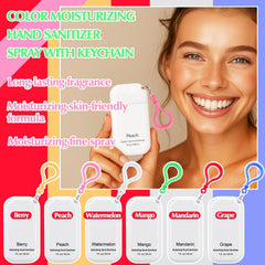 Loopeer mini sanitizer spray keychain in peach scent with skin-friendly protection