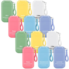 Loopeer 12-pack mini sanitizer sprays with keychain for on-the-go hygiene.