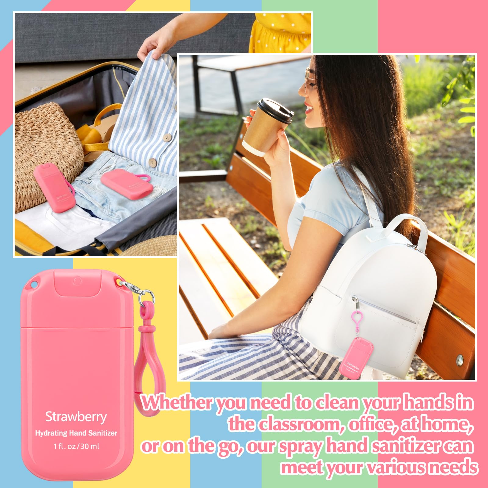 Loopeer grapefruit scent pink mini sanitizer keychain hydrates hands while traveling