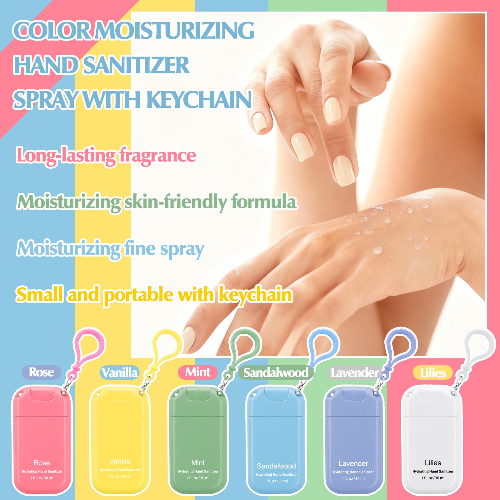 Loopeer scented sanitizer set with mint, rose, and lily scents.