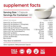 Loriináe Mega B Complex capsules close-up illustrating vegan capsules.
