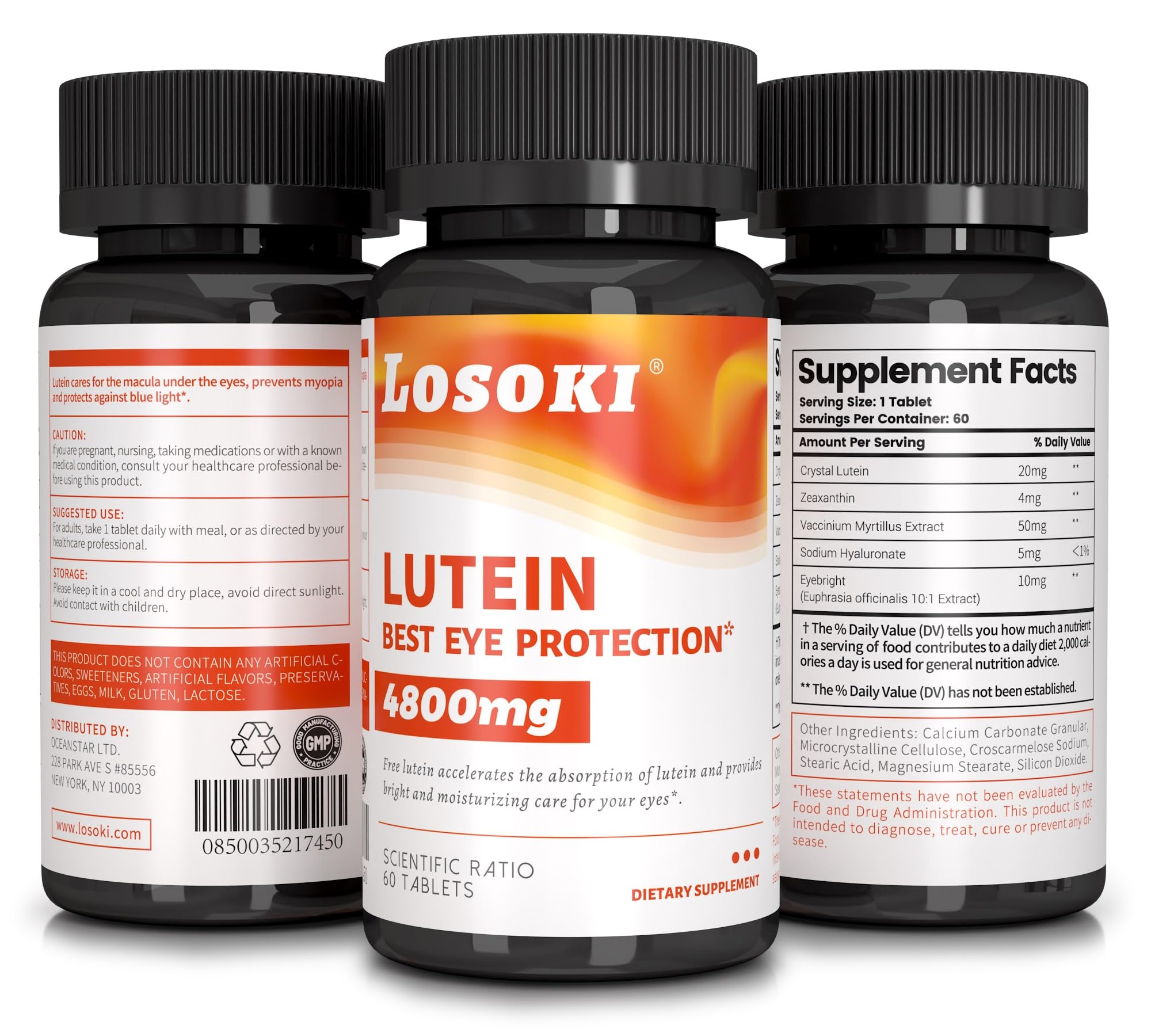 Losoki Lutein Eye Protection tablets displayed clearly for on-the-go use.