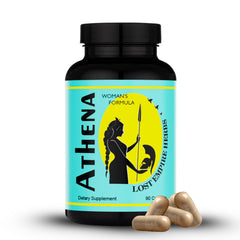 Lost Empire Athena bottle showing the herbal formula for daily vitality and balance.