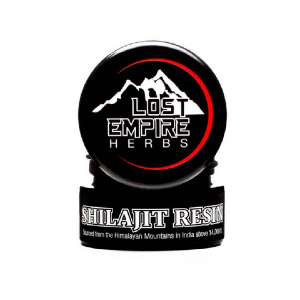 Lost Empire Herbs Himalayan Shilajit Resin jar on a clean surface, showcasing premium resin for daily vitality.
