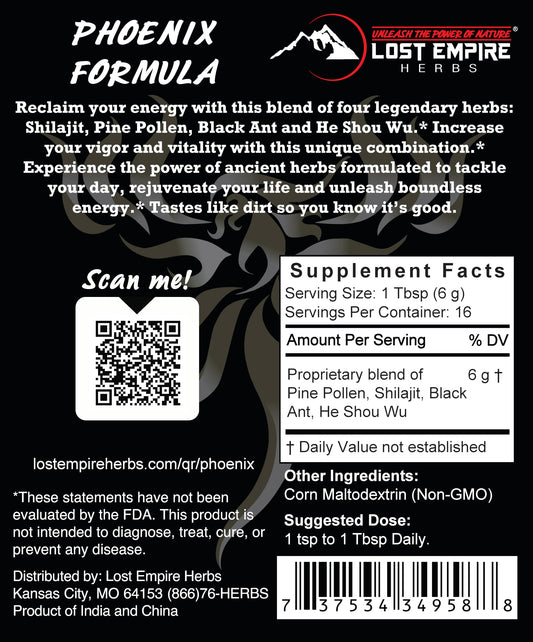 Phoenix Rejuvenation Formula powder scoop delivers a measurable energy boost.