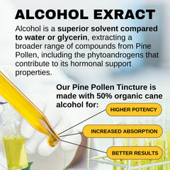 Lost Empire Herbs Pine Pollen Tincture label close-up showing product details.