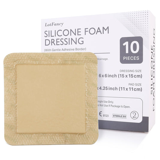 LotFancy silicone foam dressing 6x6 packaged for sterile use