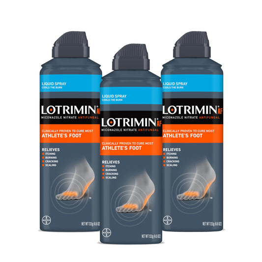 Lotrimin AF liquid spray bottle for fast foot relief and easy application.