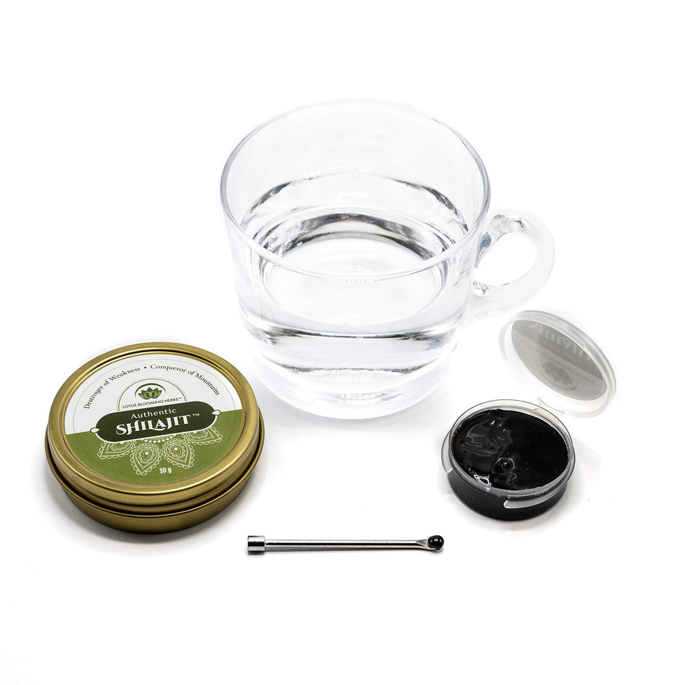 Lotus Blooming Herbs Shilajit resin from Himalayas, wild-crafted in high-altitude regions.