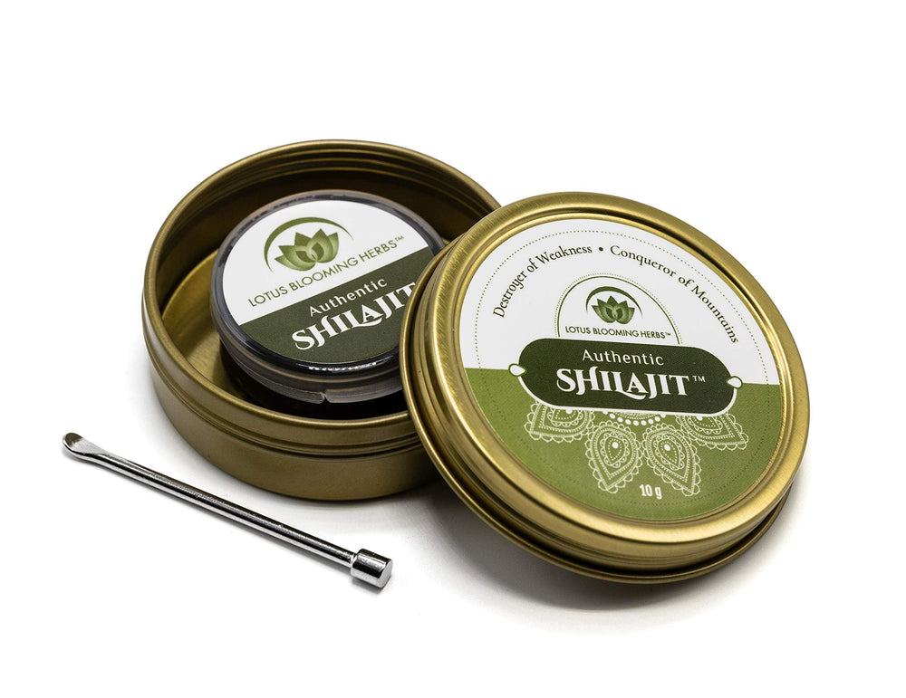 Texture detail of Lotus Blooming Herbs Shilajit resin shows glossy mineral-rich surface.