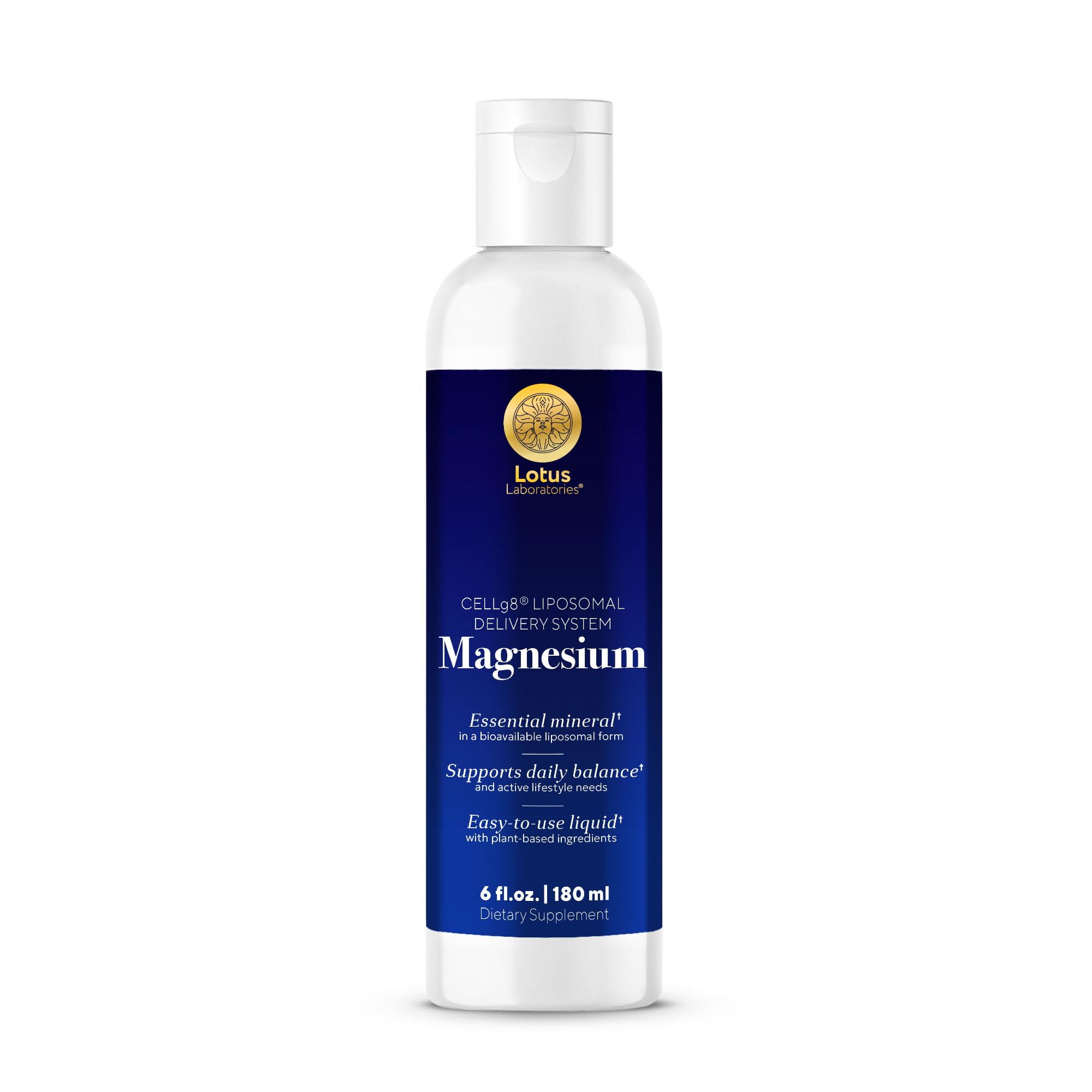 Lotus Laboratories liposomal magnesium bottle pour shows high absorption and daily dosing convenience.