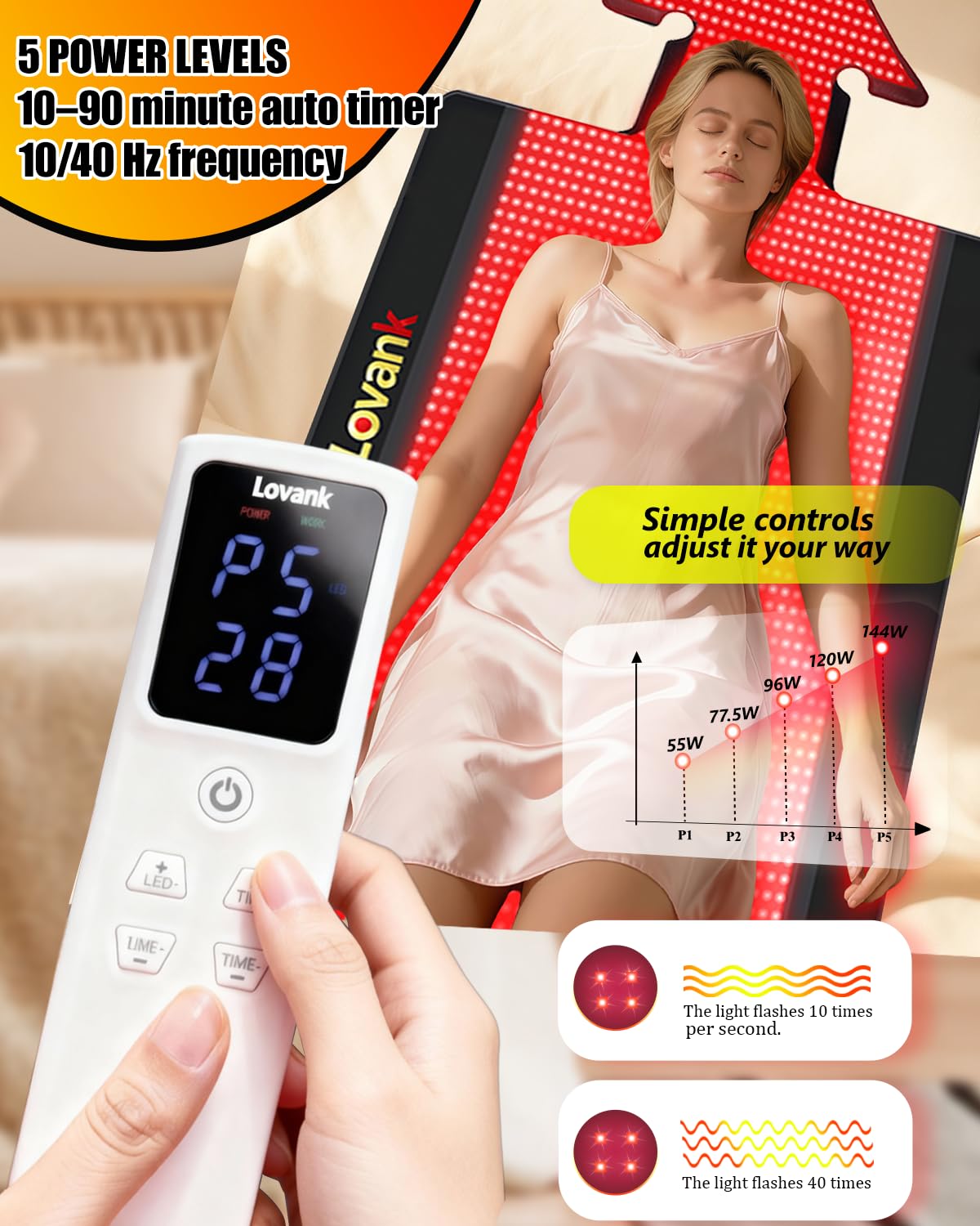 Lovank full-body mat in use on back or legs for versatile home therapy.