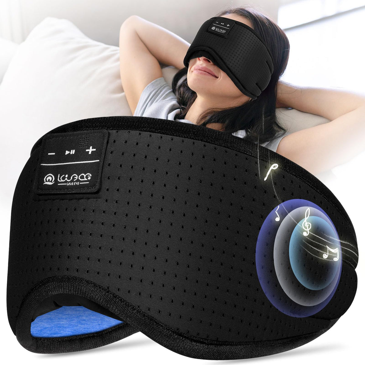 LOVE EYE sleep mask with Bluetooth 5.4 for wireless listening on the go