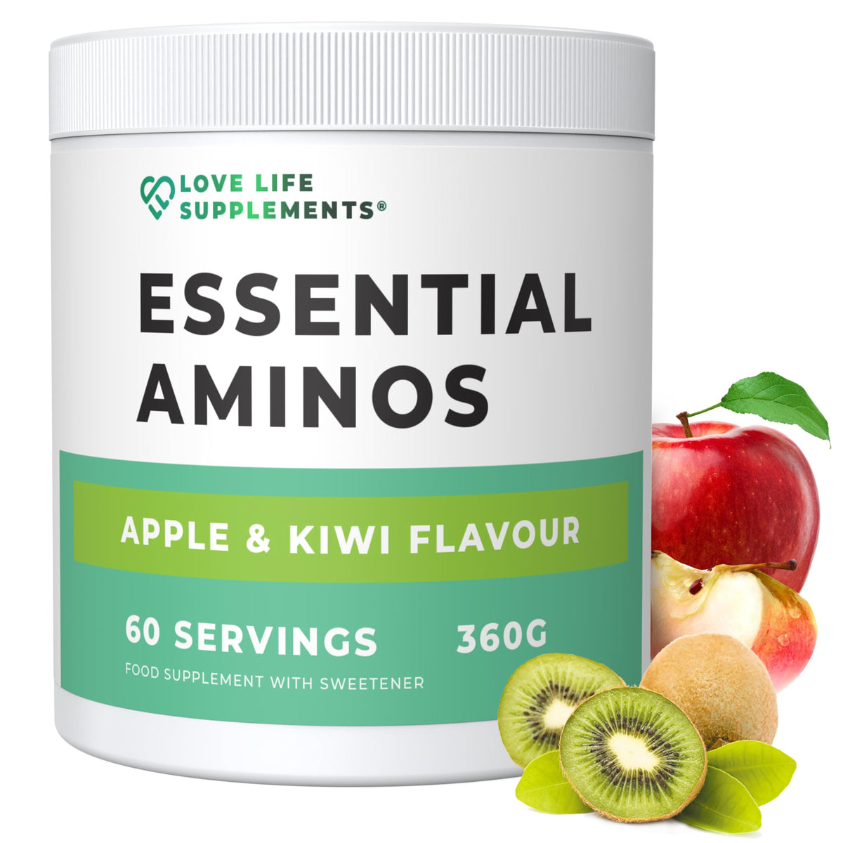 Love Life Supplements EAA Apple Kiwi tub for daily amino acid support