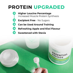 Love Life Supplements EAA Apple Kiwi flavor in a glass shake