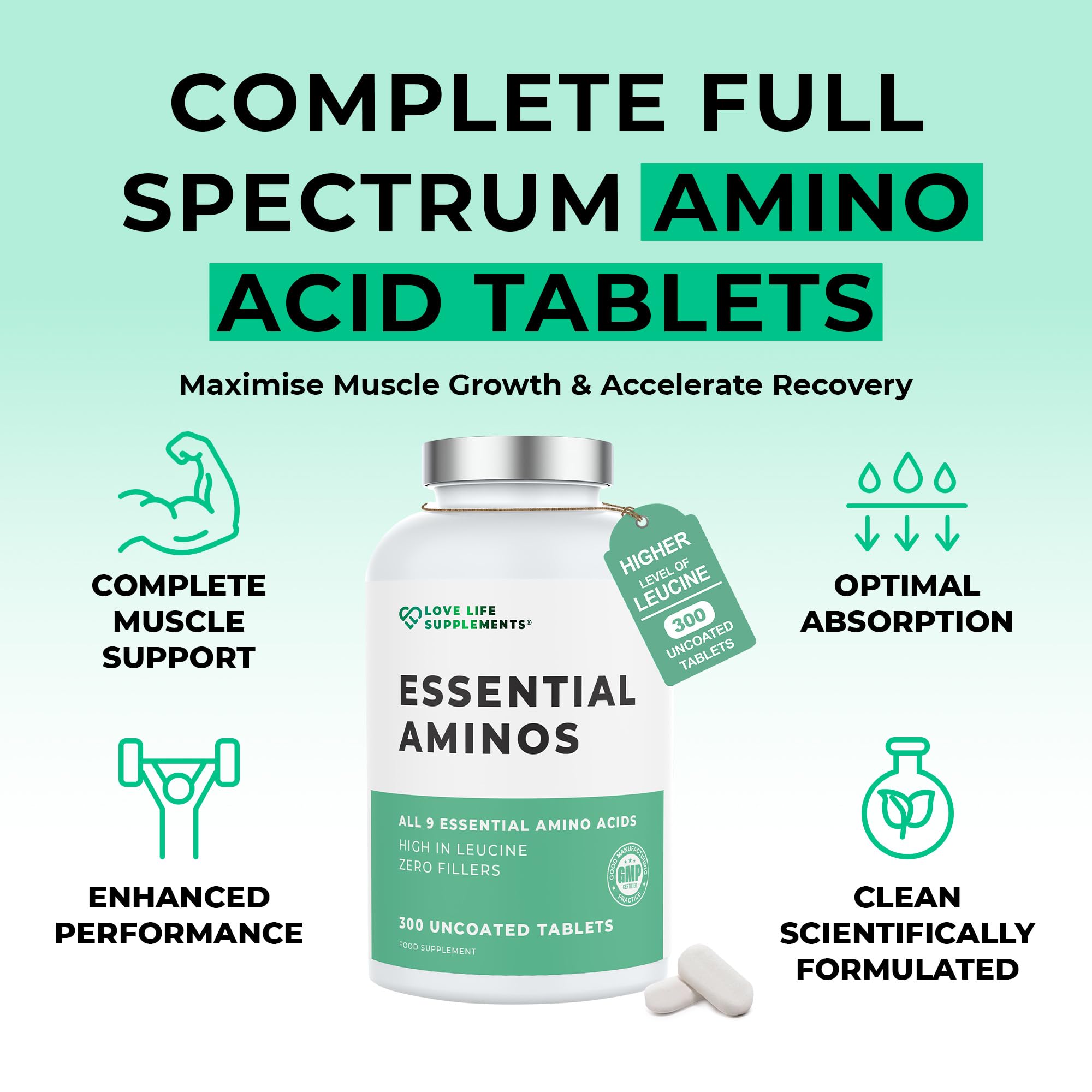 Love Life Supplements vegan formula label, highlighting no fillers and plant-based ingredients.