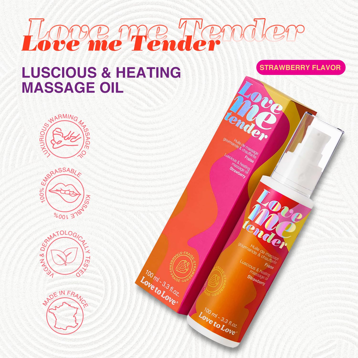 Love Me Tender strawberry glow — warm, sensuous aroma during foreplay.