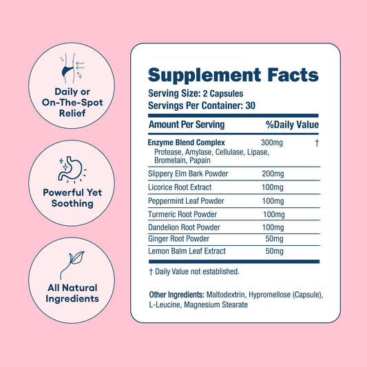 Love Sweat Fitness Bloat Be Gone capsules closeup highlighting vegan digestive support