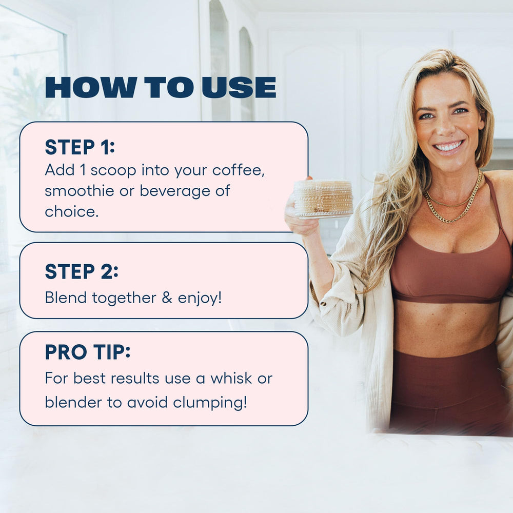 Love Sweat Fitness Mood Boost Powder vanilla smoothie photo hints at convenient addition to smoothies